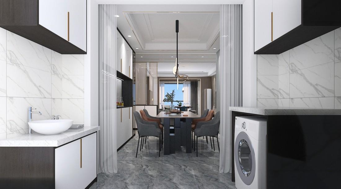 商丘 129㎡后现代轻奢黑白灰装修案例-10