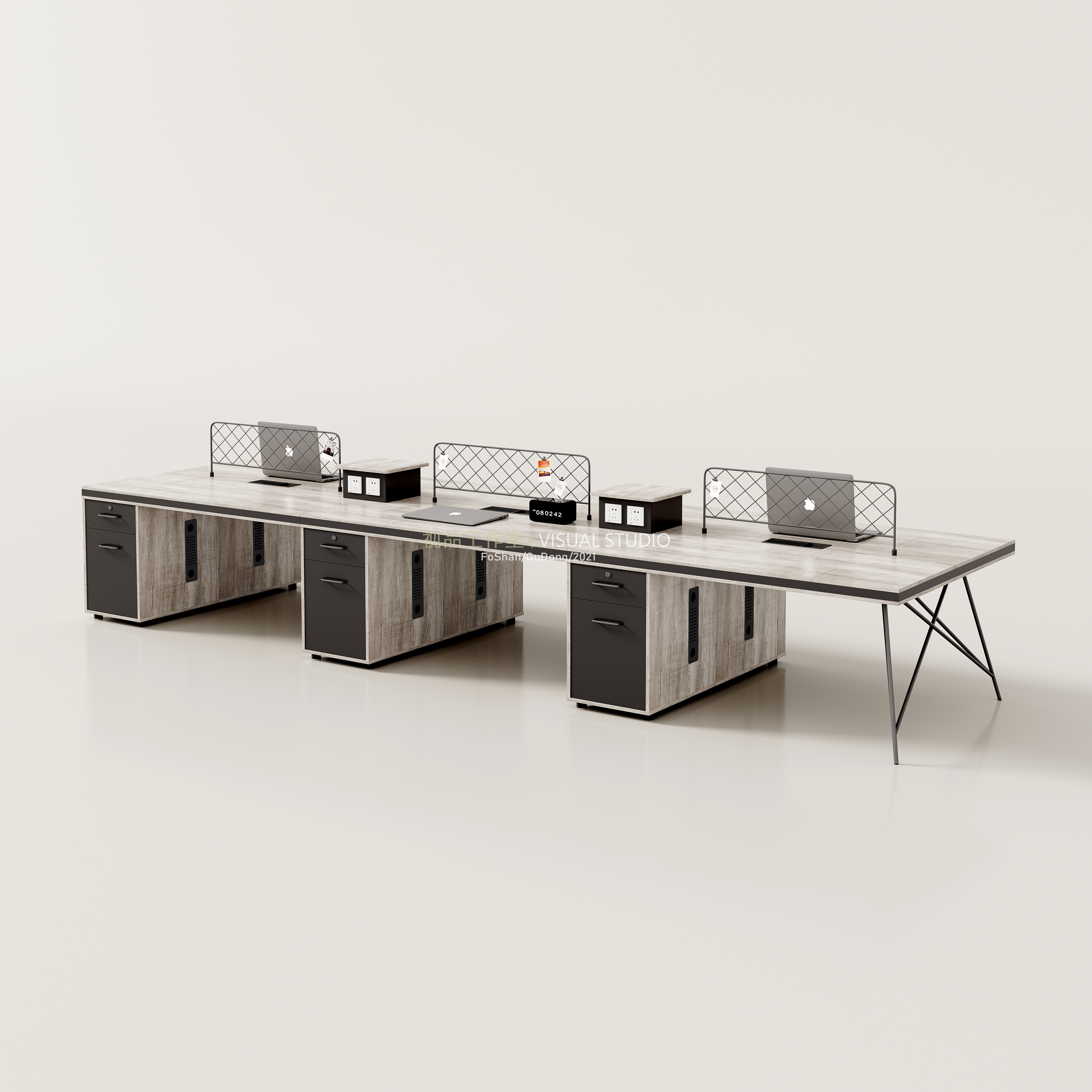 轻奢极简老板桌/职员桌效果整合-23