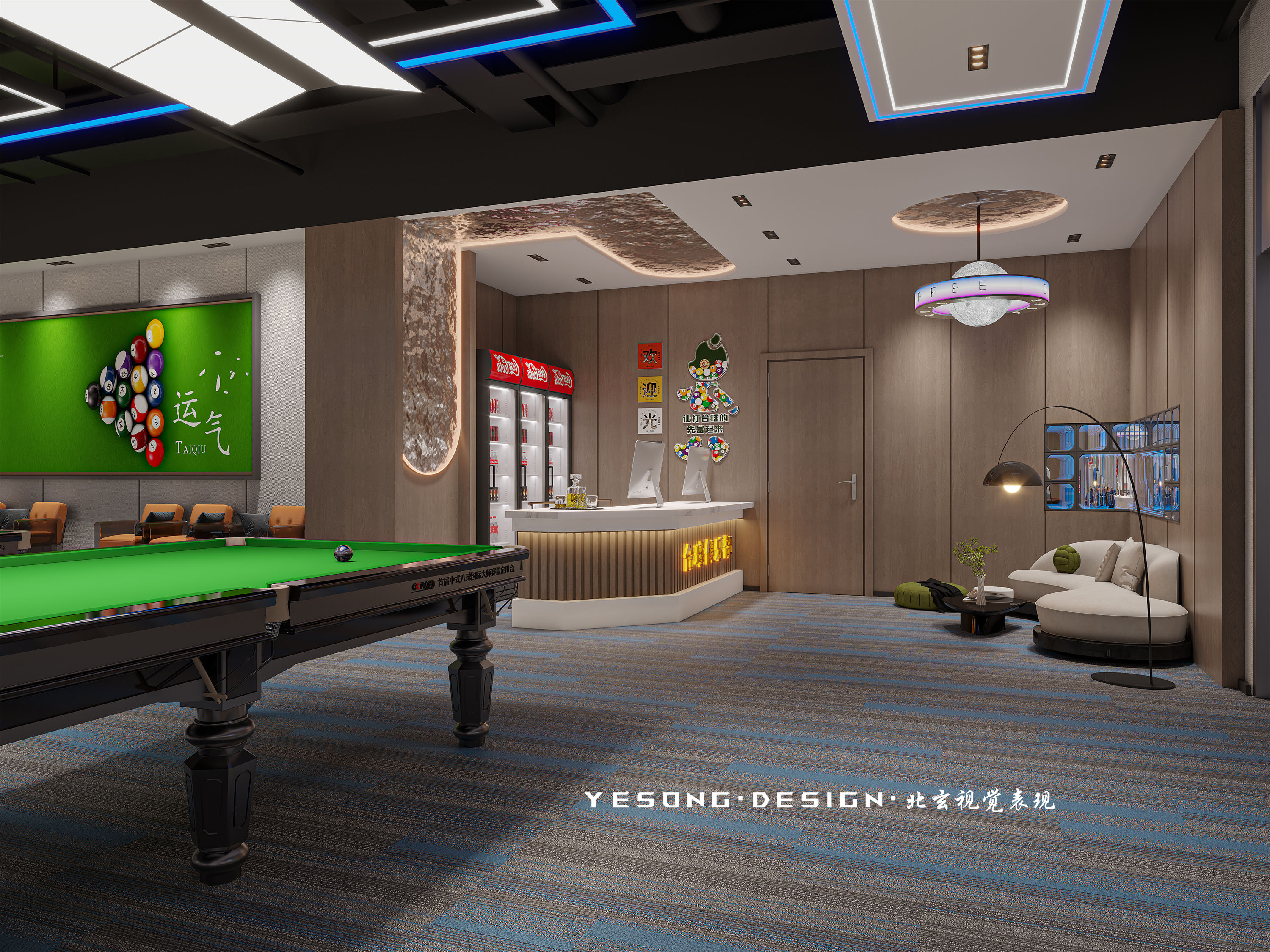 台球俱乐部，时尚空间的艺术氛围-8