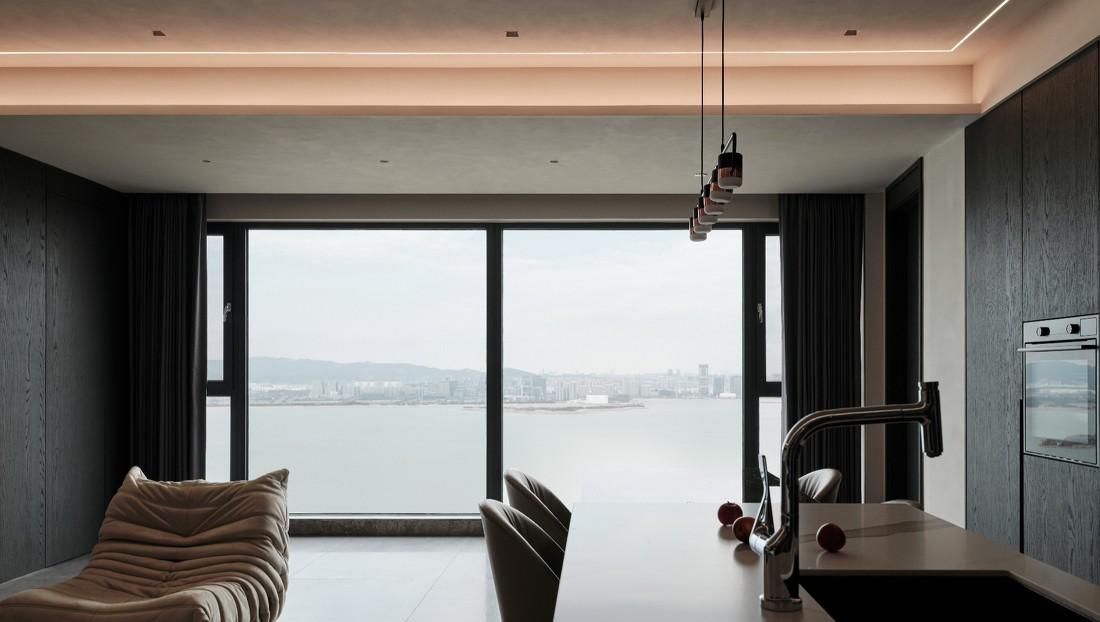 高级灰湖景房室内设计-14