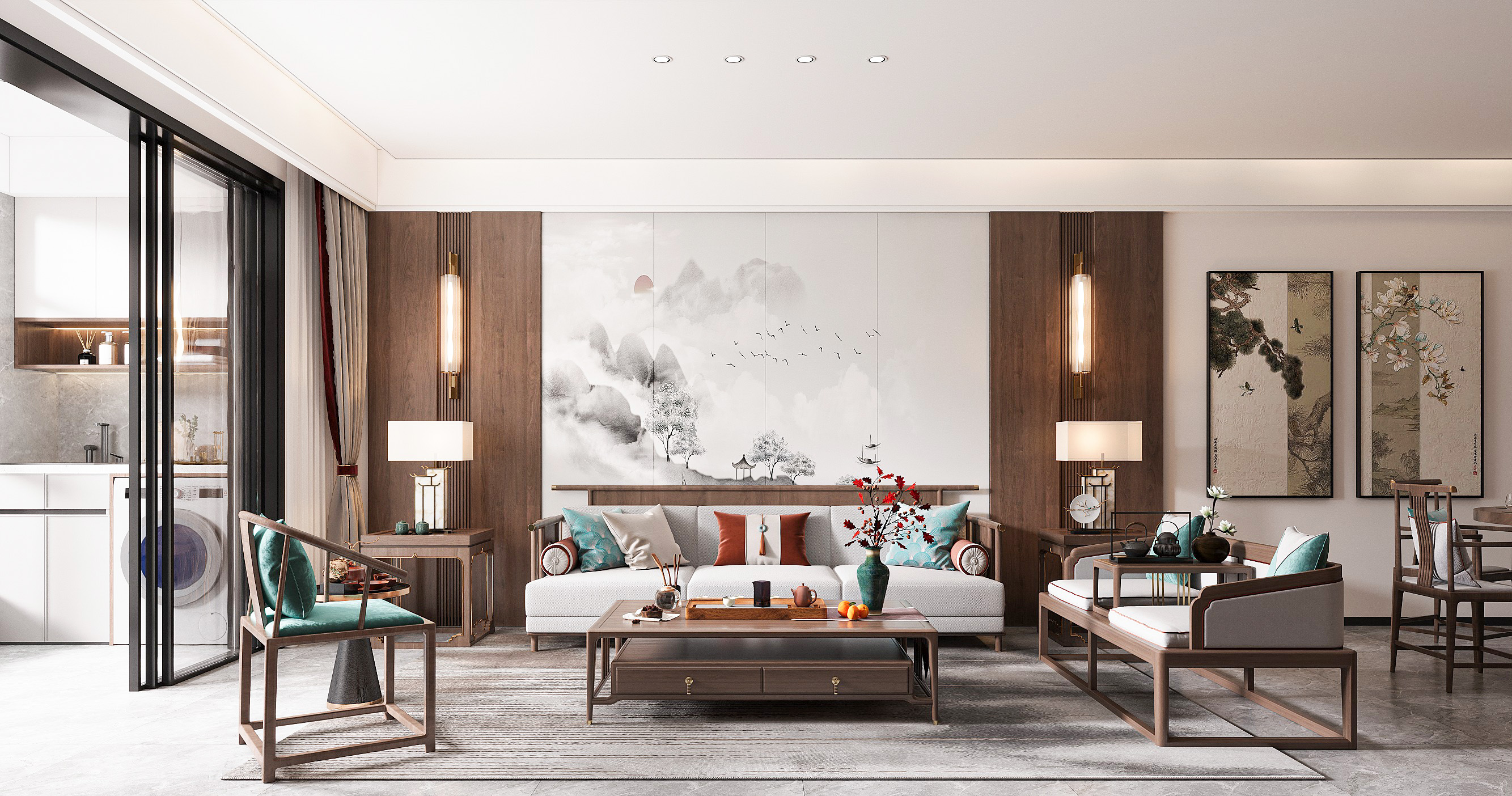 新中式沙发背景-4