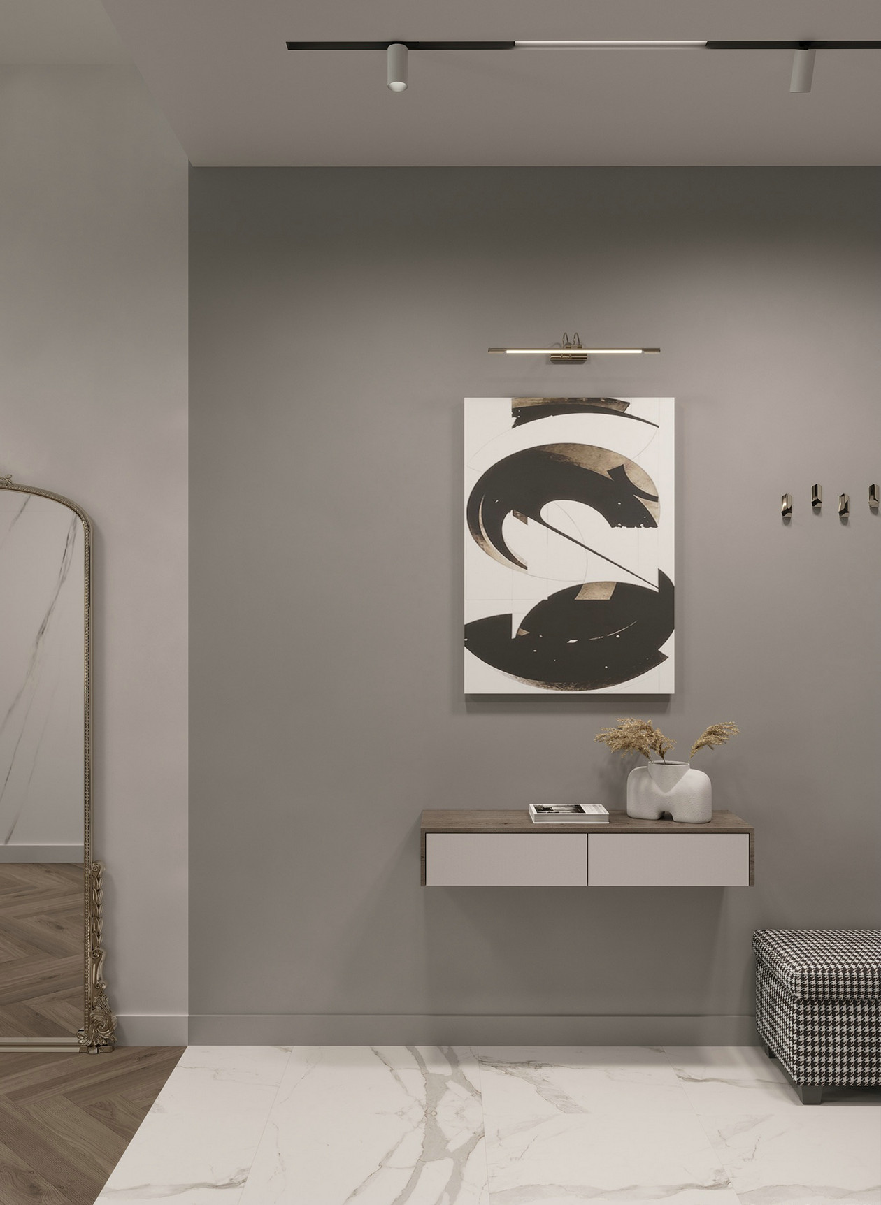 105㎡高级灰色系公寓设计-0