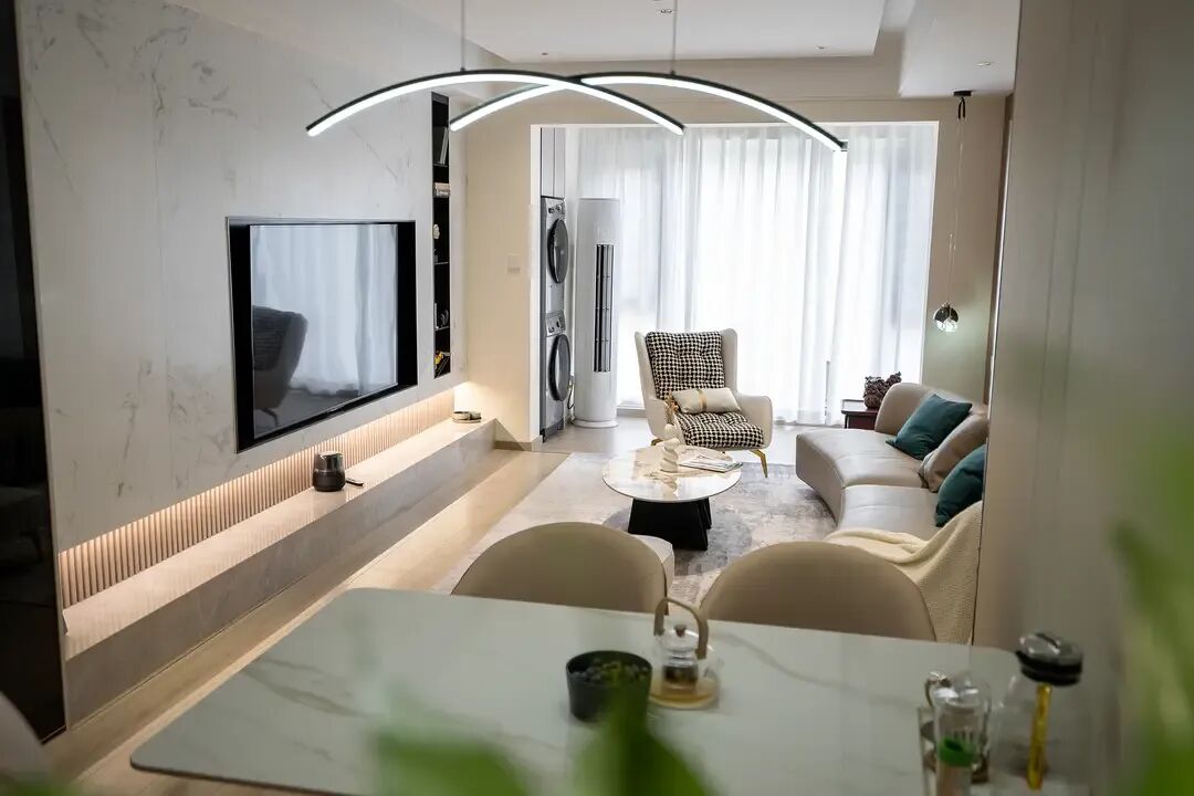 深圳120平三居15万装修，岩板木格栅碰撞出的极简舒适家，楼下邻居都羡慕！-20