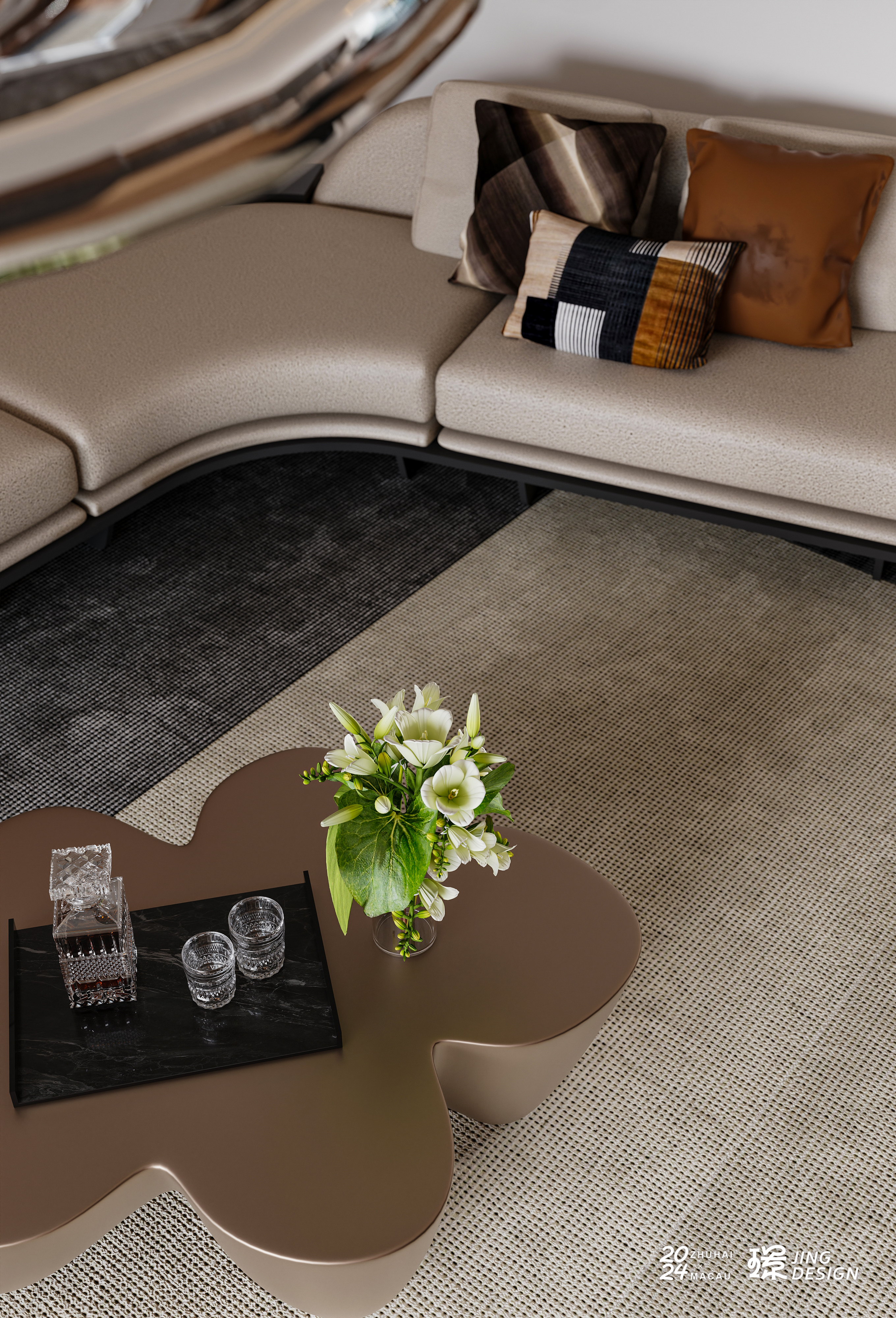 顶奢风格235平方河景高层-2