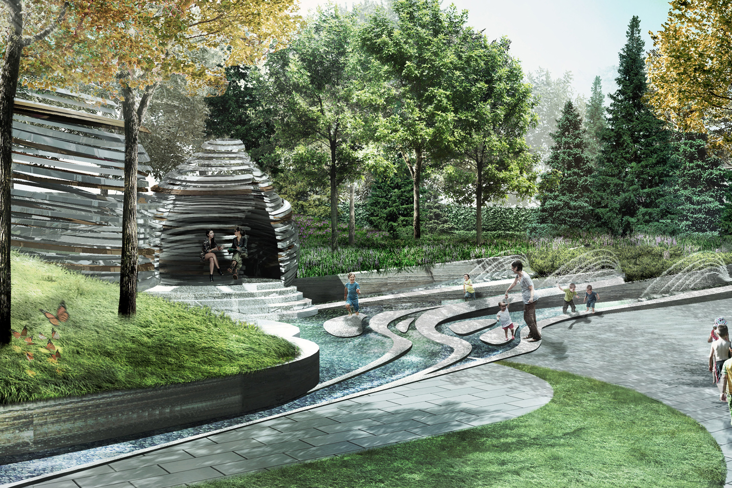 中国铁建成都西派浣花​曲线大区景观SU模型-7