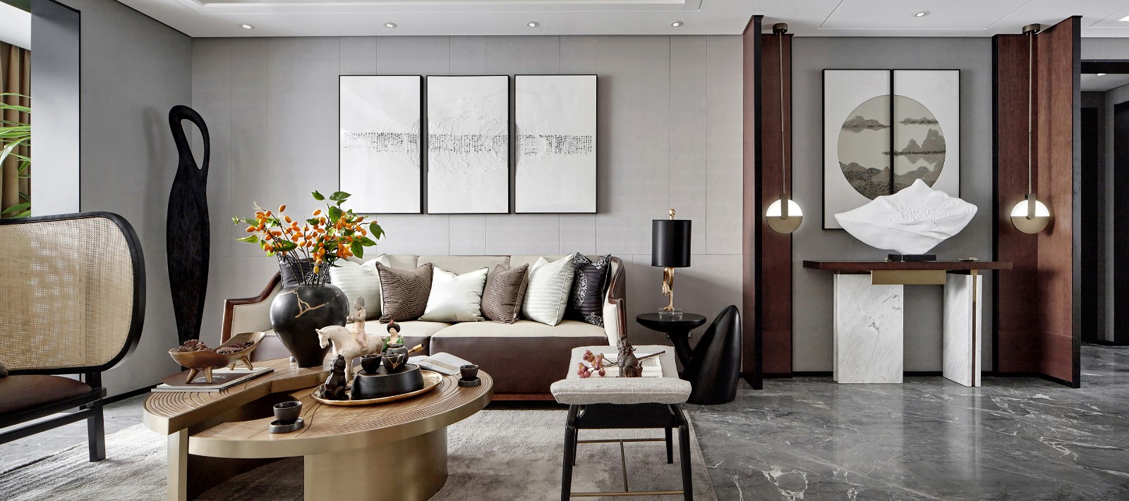 建正紫阙 | 禅意中式样板间设计-4