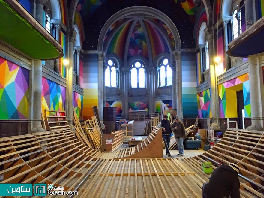 将100年历史教堂转变为彩色滑板场地丨西班牙丨艺术家Okuda San Miguel与Red Bull公司-11