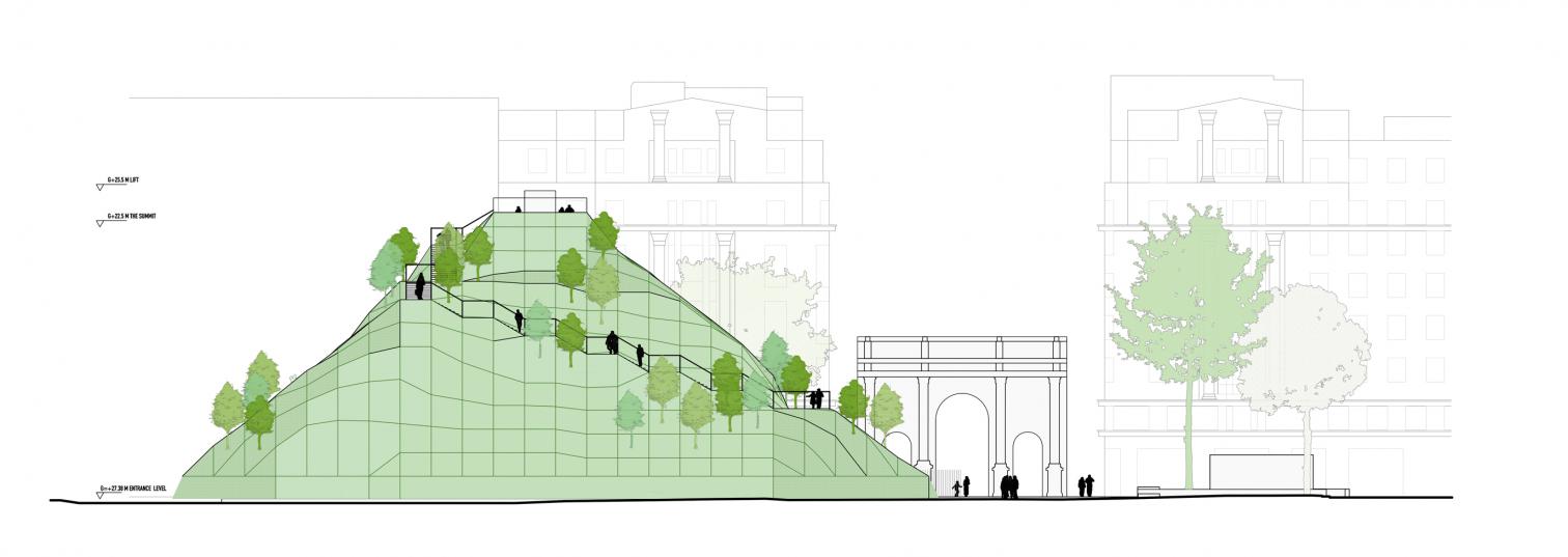 临时木构观景台亮相伦敦 Marble Arch Hill-7
