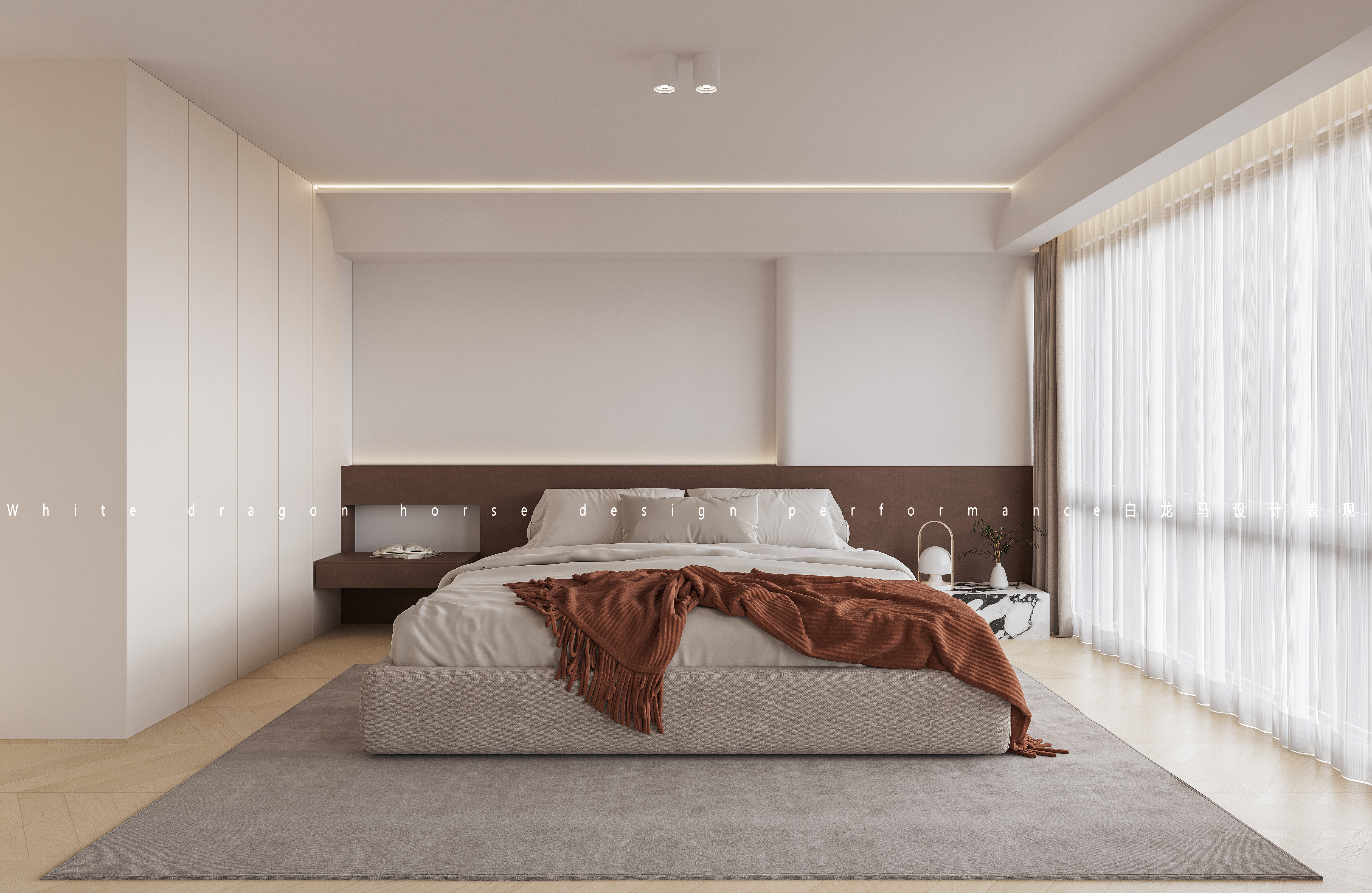 现代挑空极简奶油——白龙马效果图-8