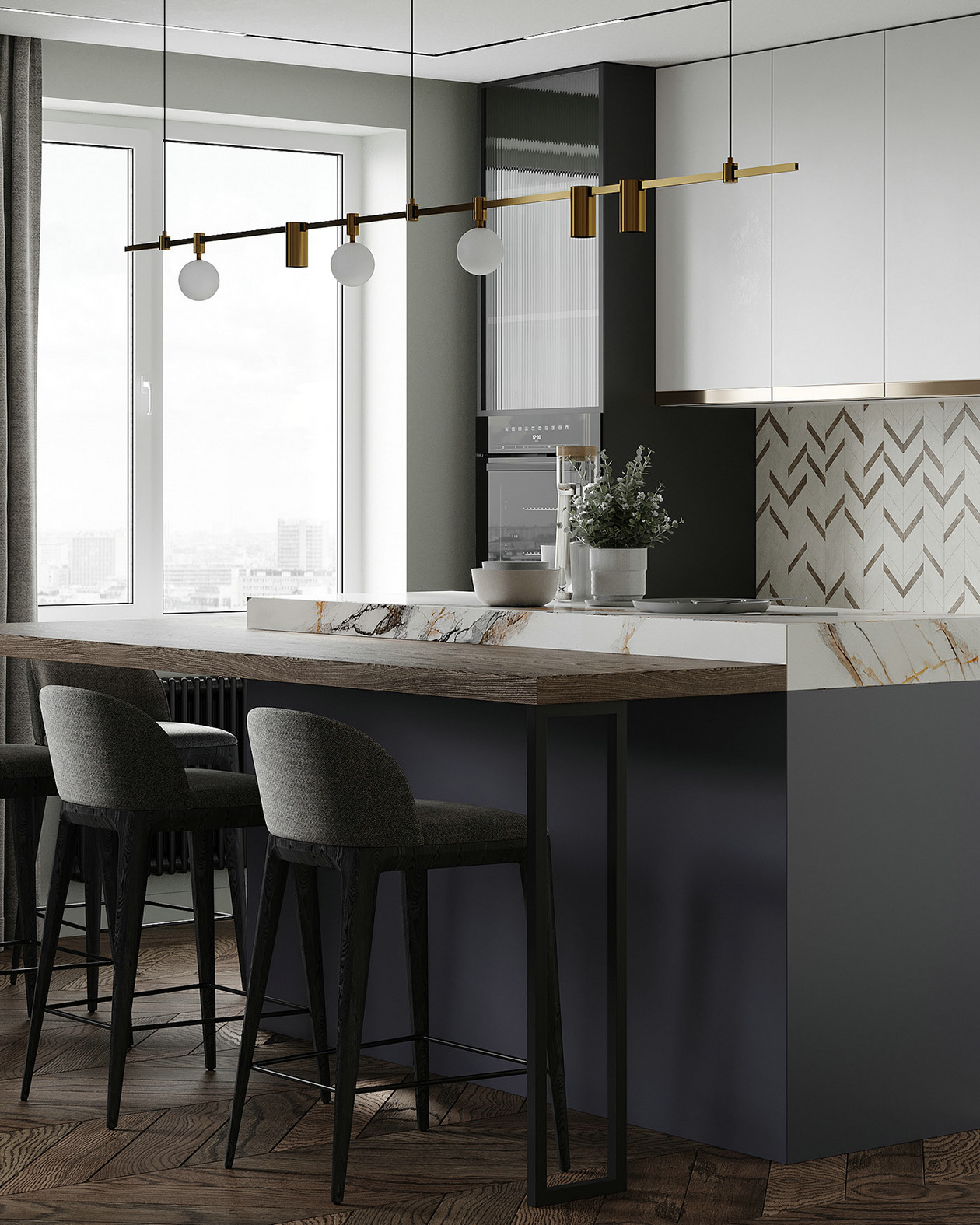 160㎡高级灰色系公寓设计-3