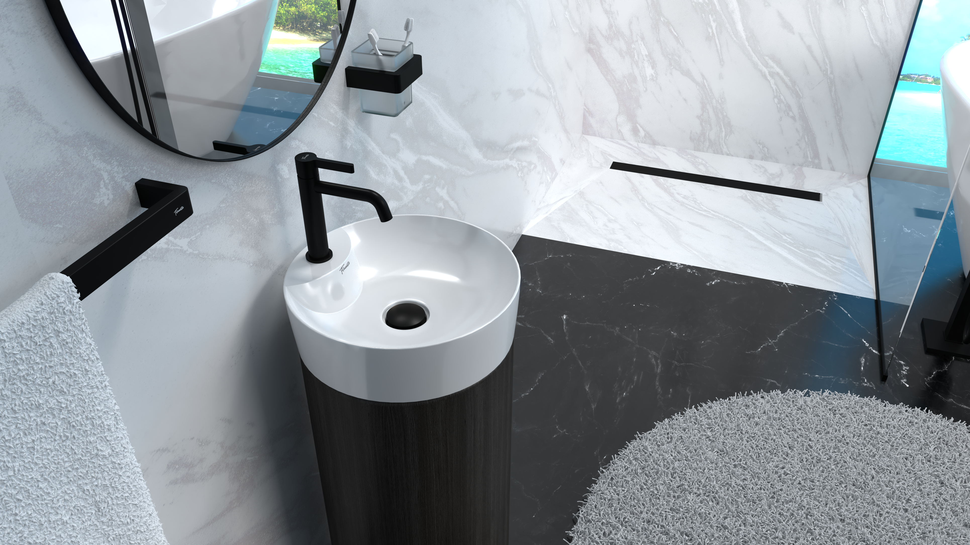 Bathroom renderings copper and black faucets-12