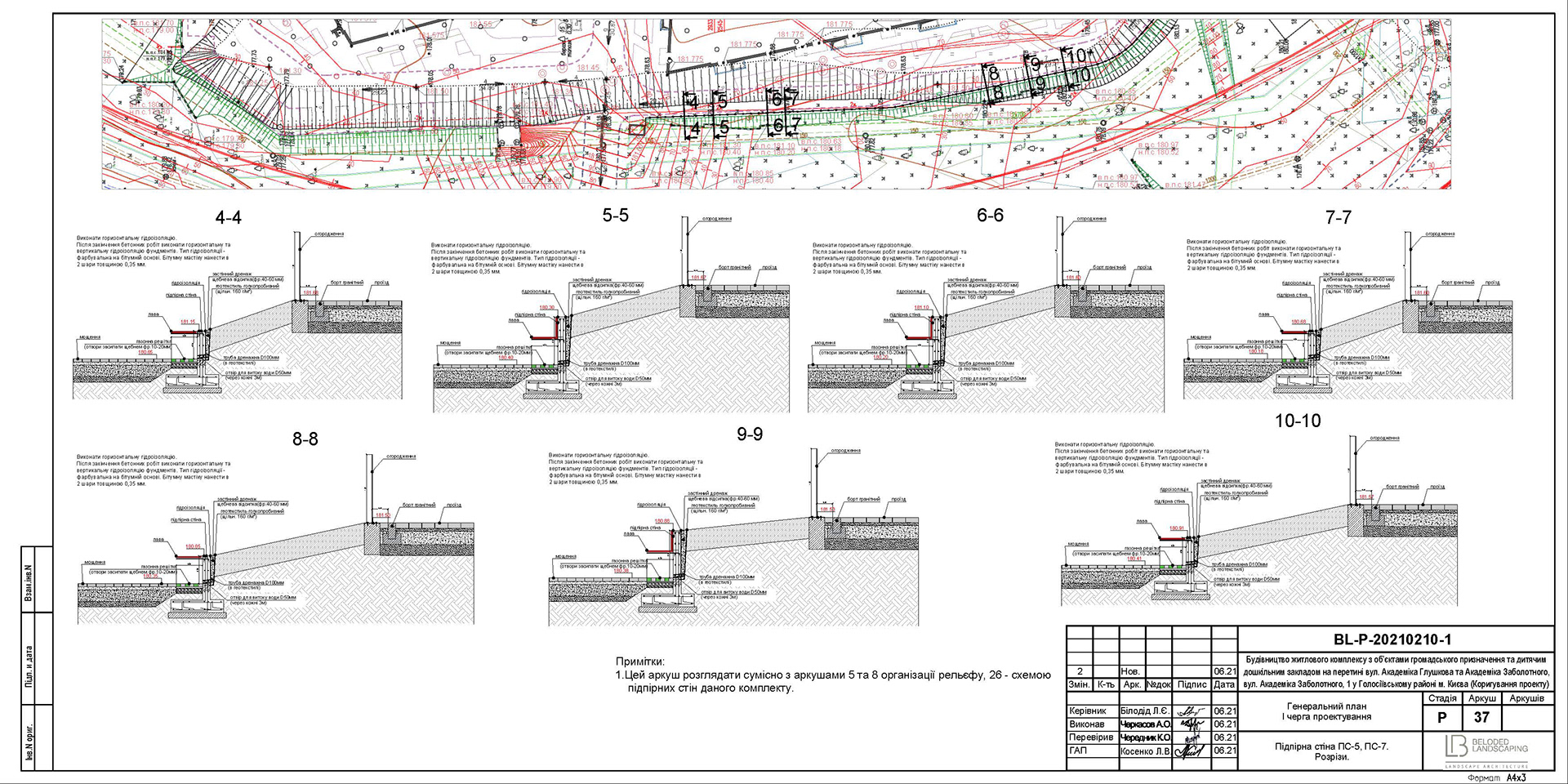 Control, verification&correction of drawings. Landscape-21
