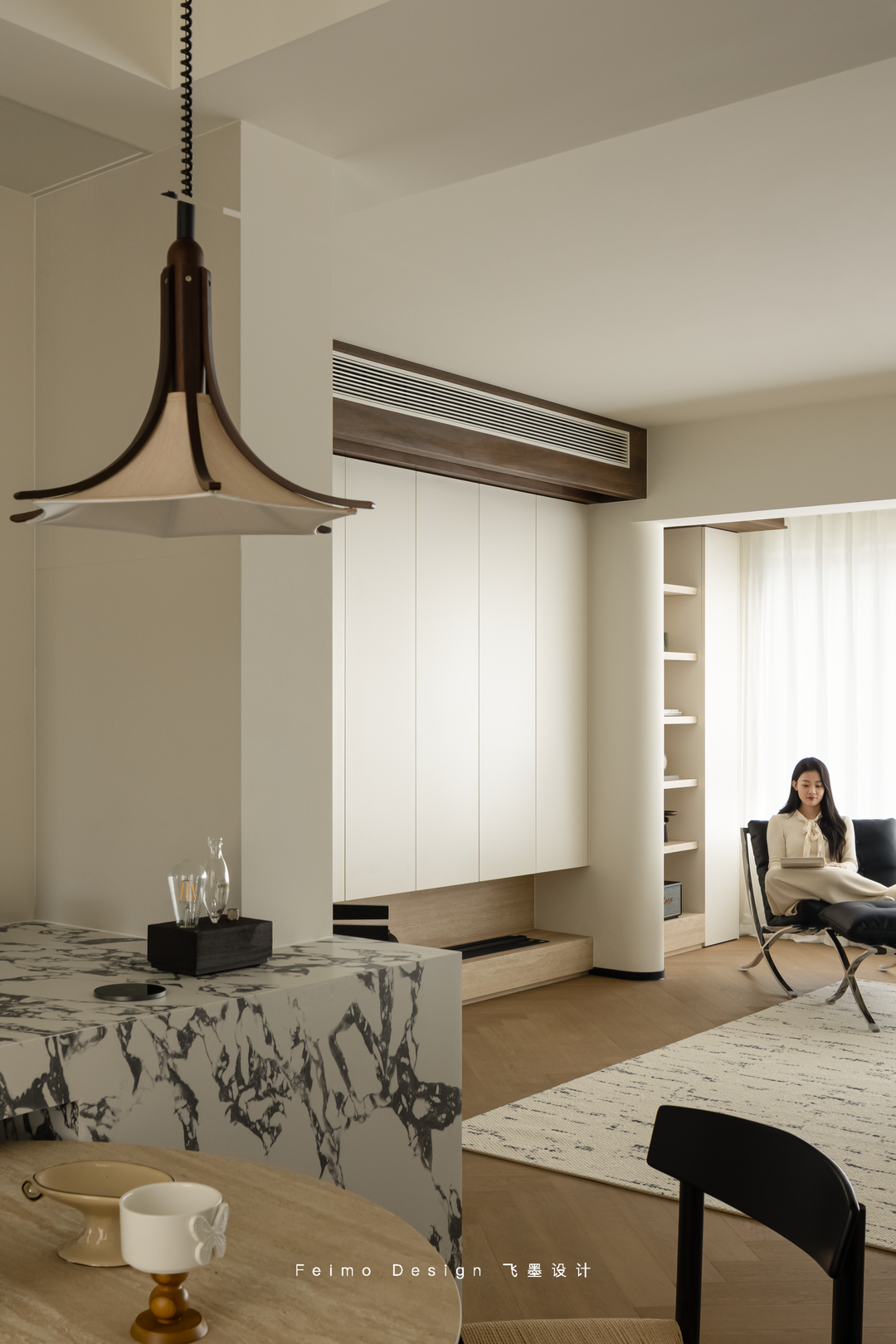 143㎡精装修全拆改,打造现代法式与中古融合的家丨飞墨设计-22