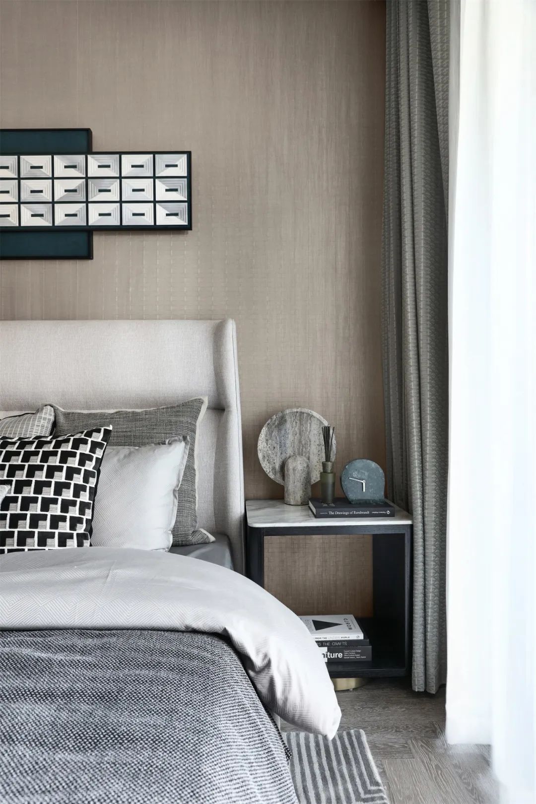 烟台万科翡翠长安样板间 | 抹茶色遇见黑灰色,简约至美-52