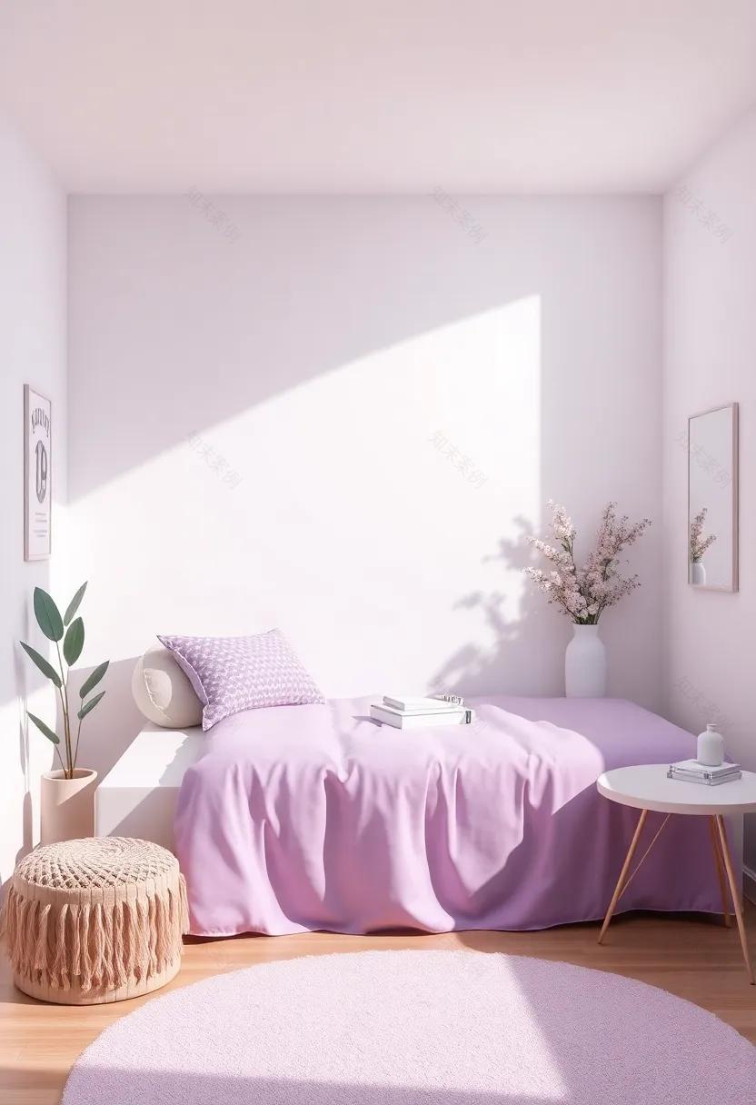 设计梦幻紫丁香与白色少女青少年房间-149