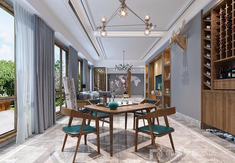 时尚灰调园林庭院,书柜沙发共筑惬意生活-14