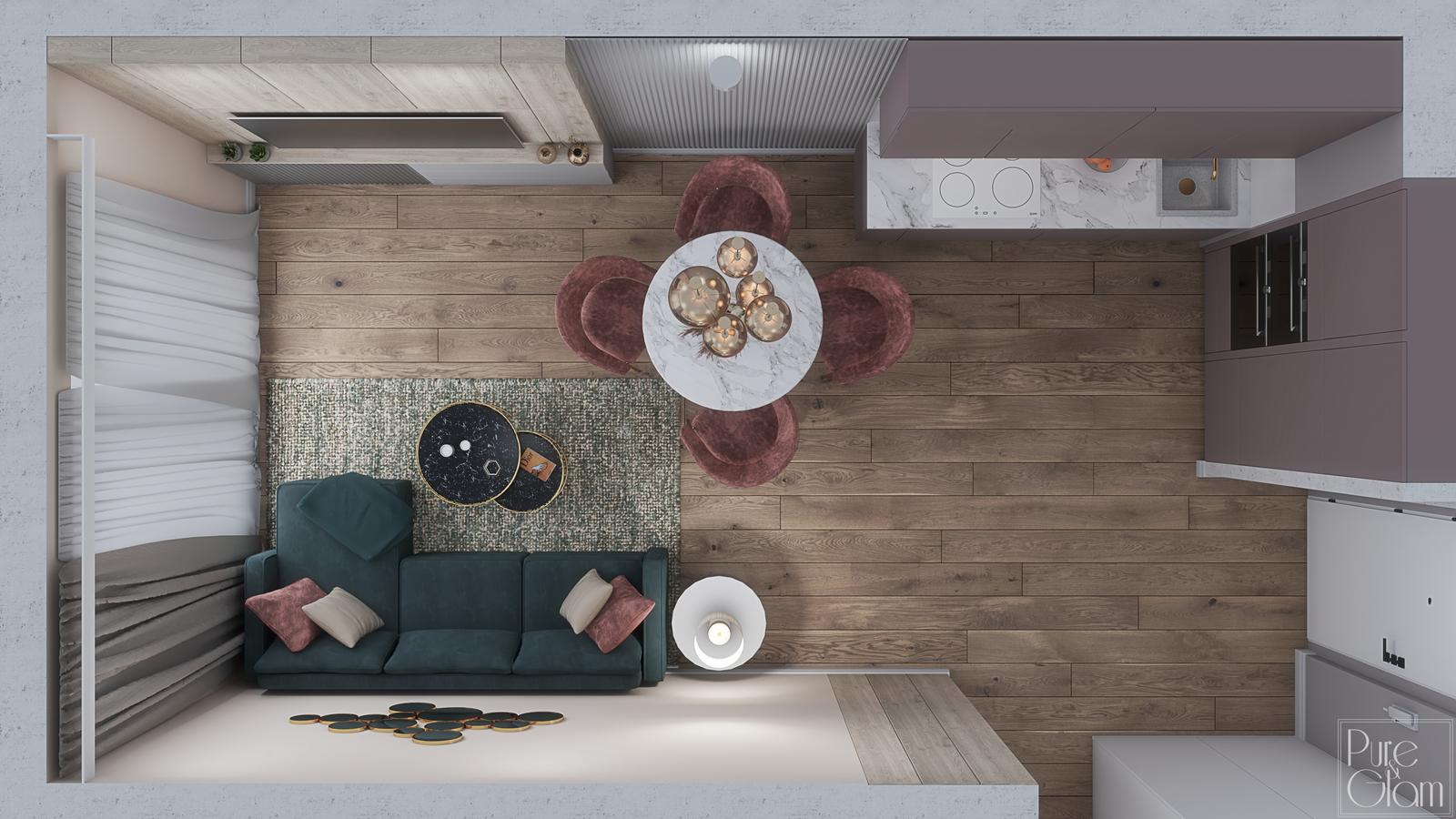 35平方米公寓  带厨房小间的客厅设计丨波兰-7