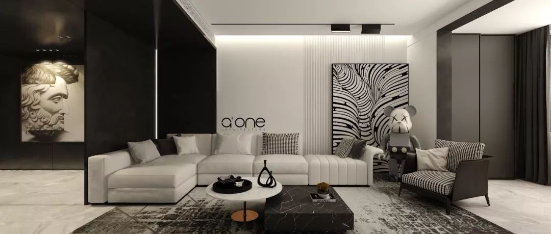 西安怡臻花园 130㎡轻奢空间，胡显辉打造黑白艺术世界-10