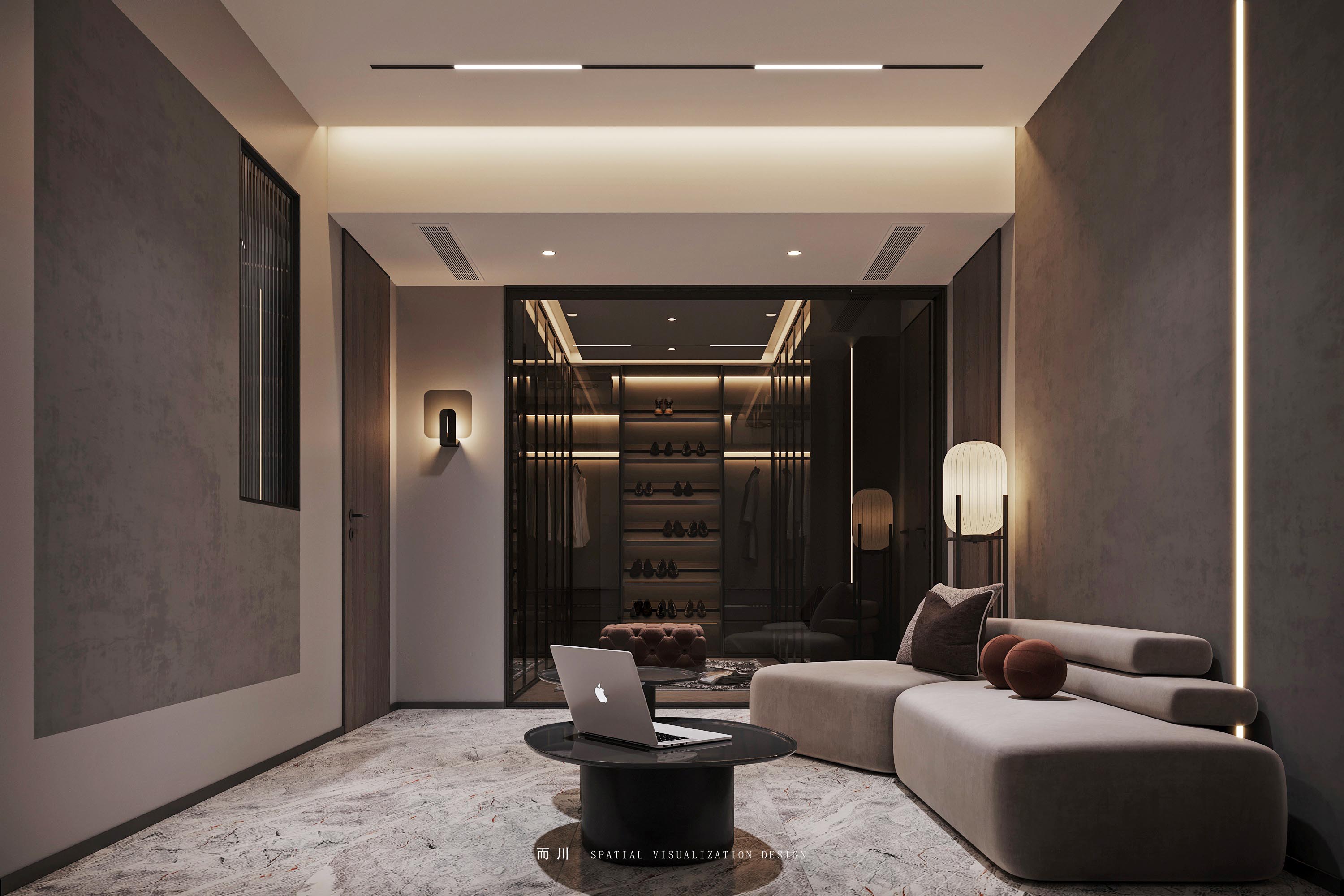 现代意式榻榻米卧室设计丨而川空间可视化工作室-20