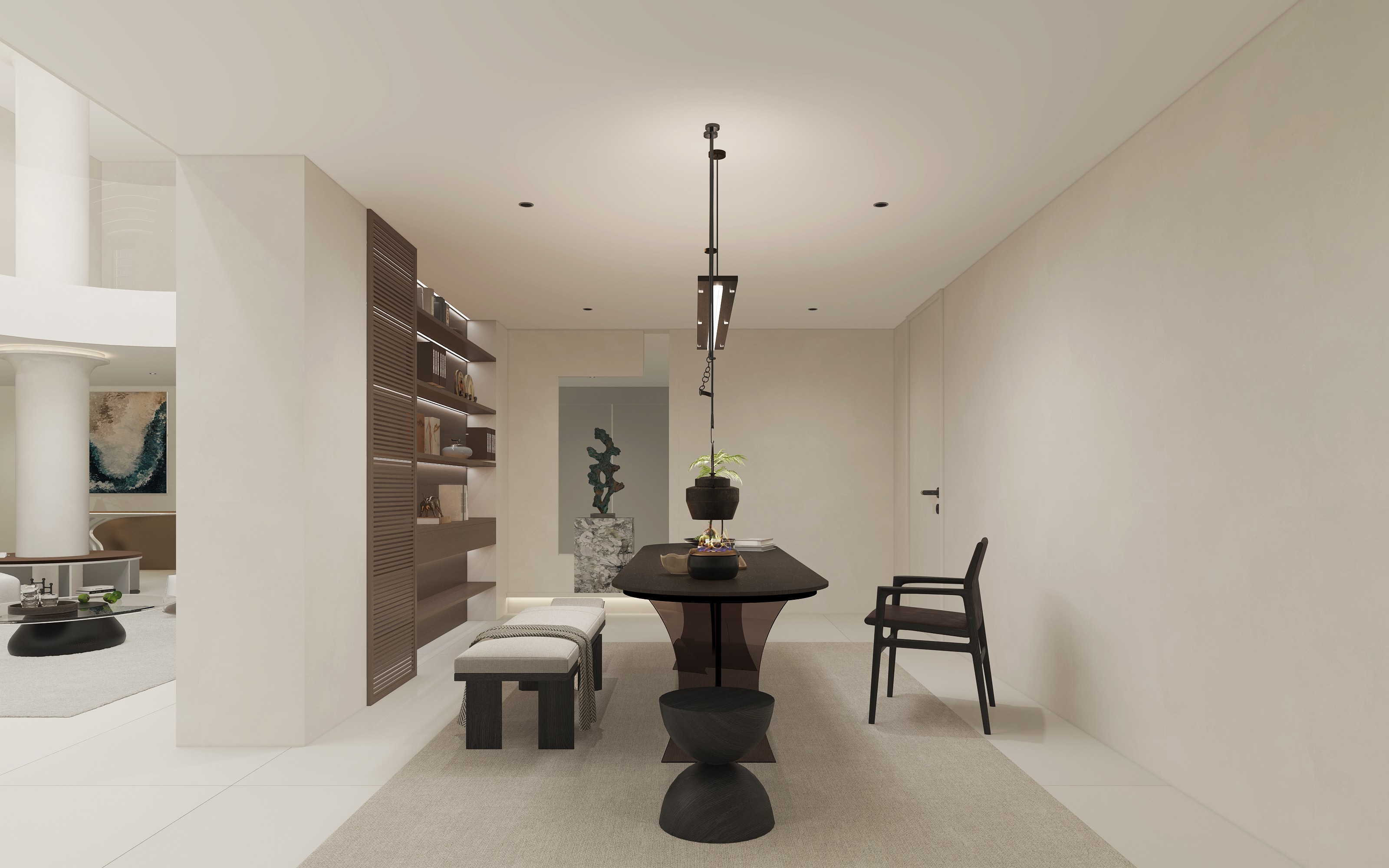 极简奶油风别墅地下室-3