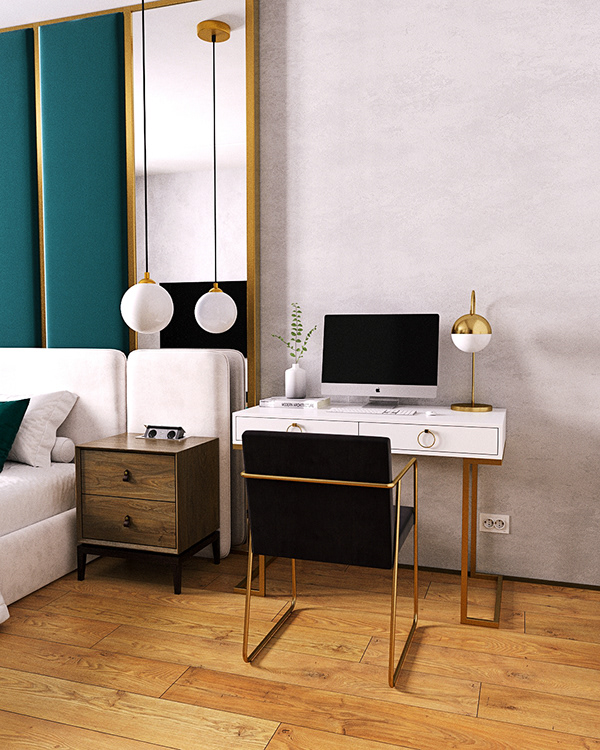 卧室：蓝绿色与木质的和谐搭配丨Borshchenko Dmytro-6