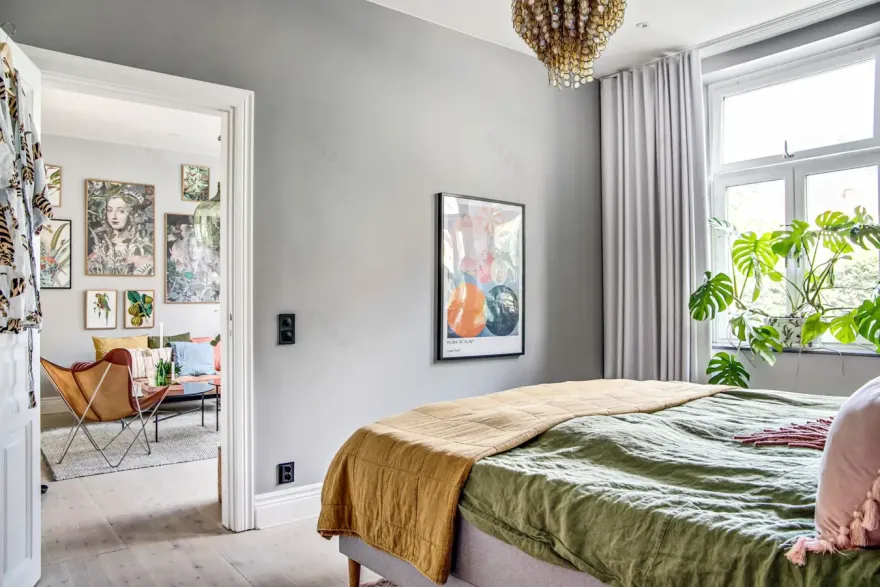 瑞典清新绿调公寓设计,色彩点缀的完美示范-8