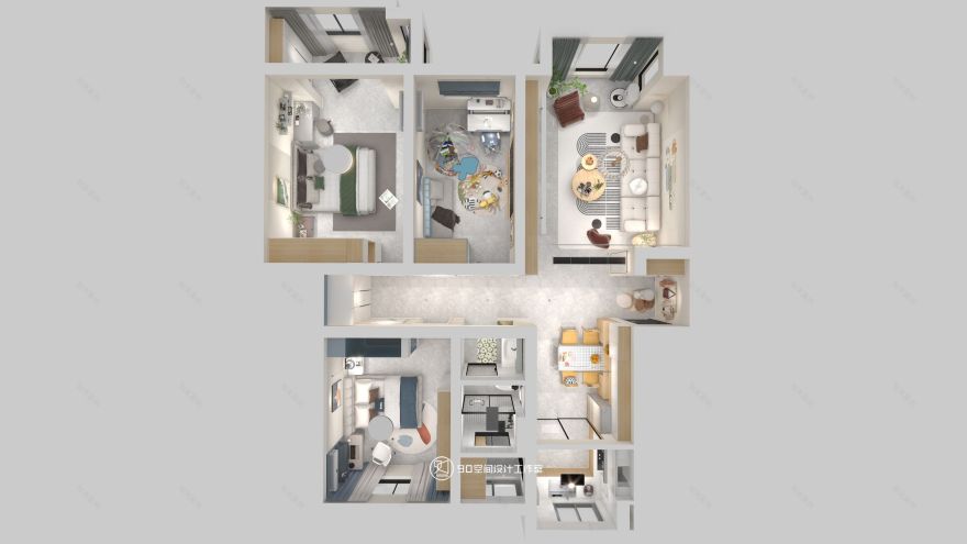 棉花糖奶油风格113 平方 3 室 2 厅 1 卫丨90 空间设计-41