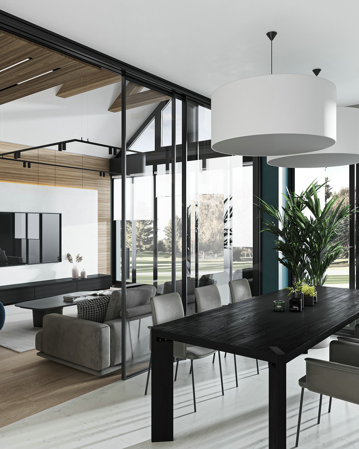 200㎡简约风公寓 优雅治愈的现代美学-4