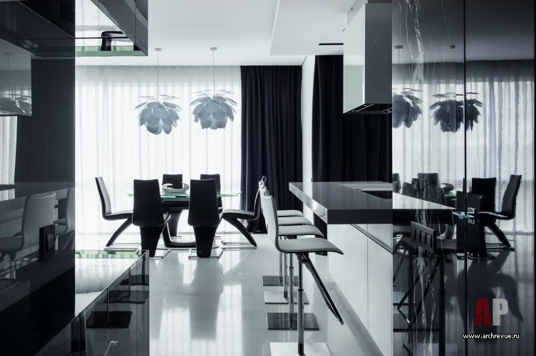 现代黑白调家庭公寓的极简风设计-15