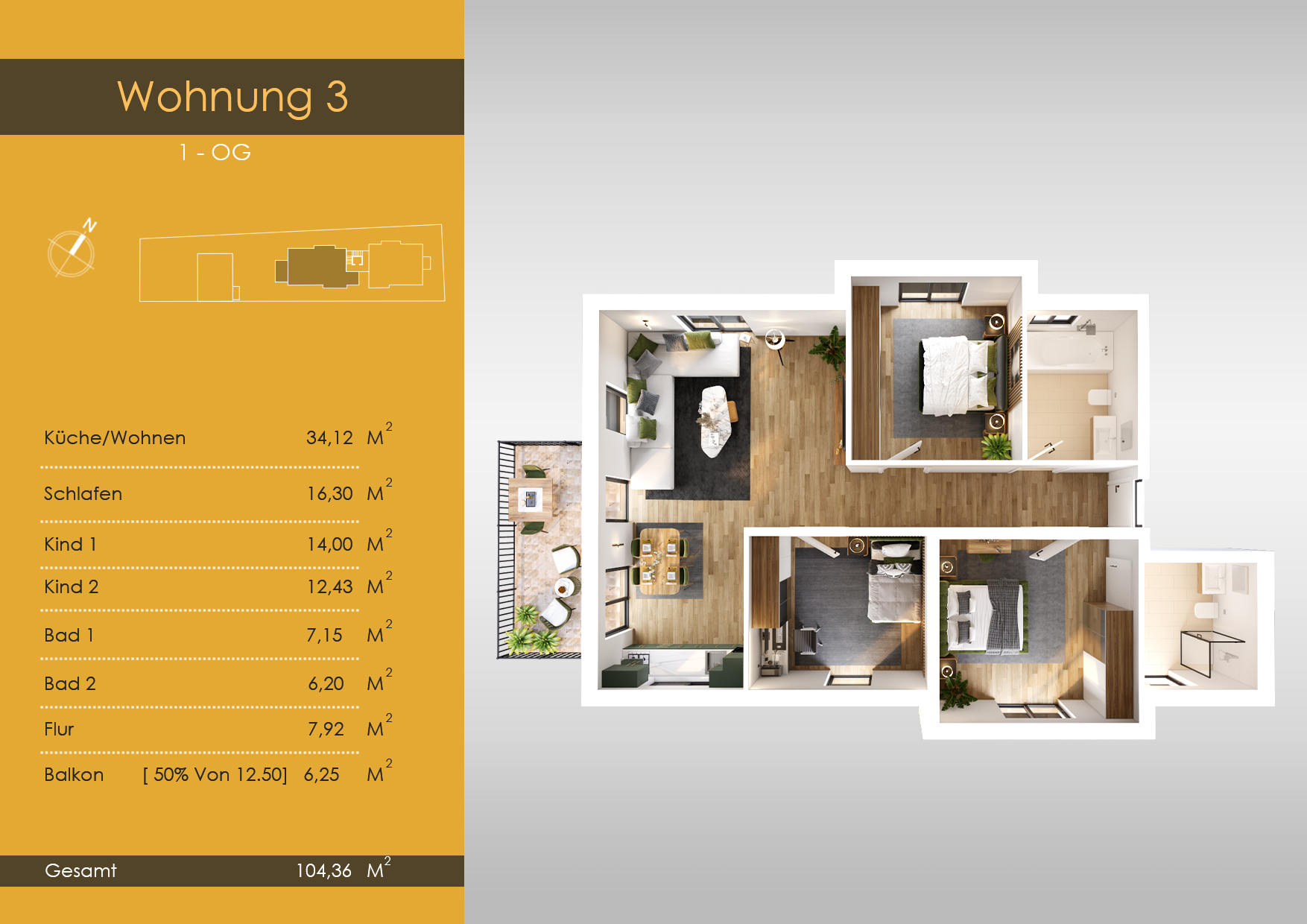 德国住宅开发项目3D户型图与宣传册设计-18