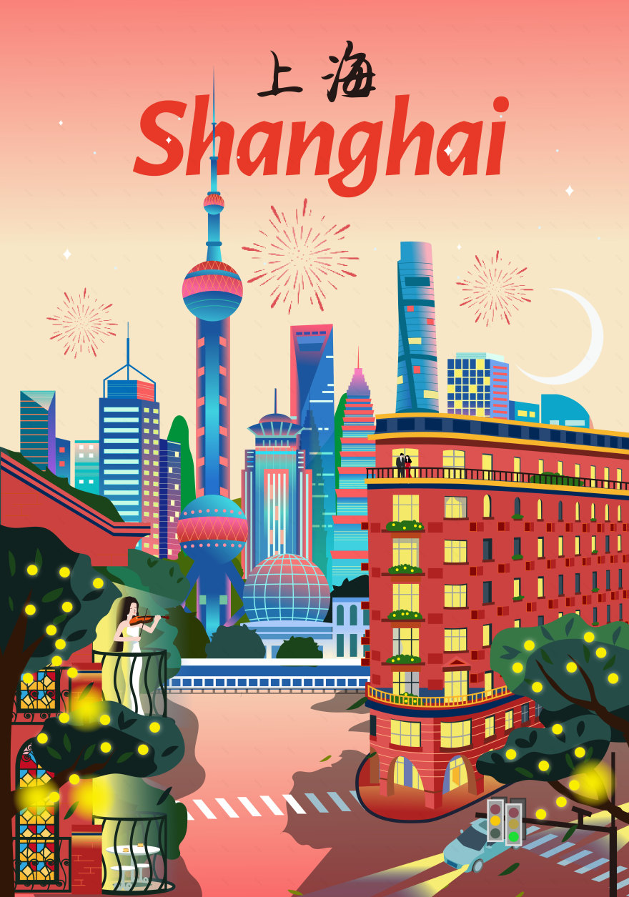 《中国上海的繁荣与浪漫》相关场景画作设计-7