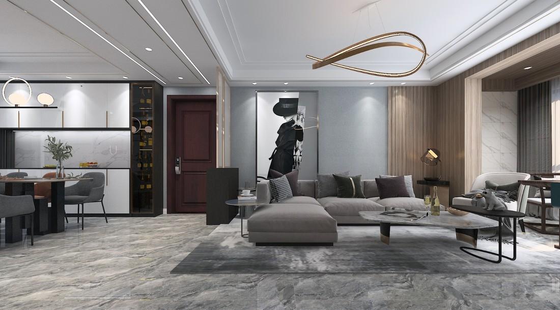 商丘 129㎡后现代轻奢黑白灰装修案例-16