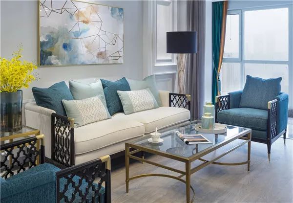 长夏方平米设计,美式平层大宅的优雅色彩碰撞-111