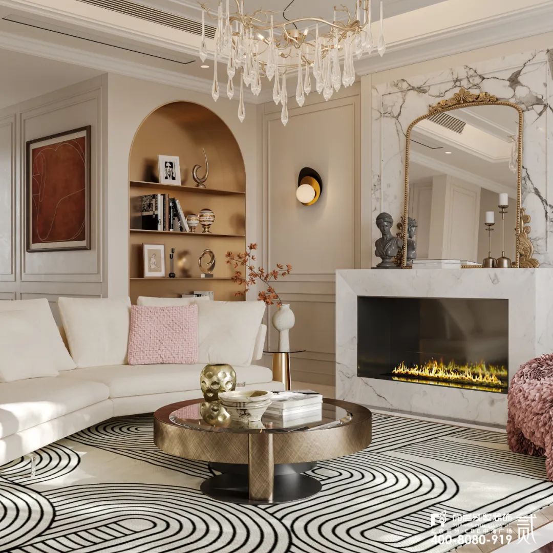 尚层作品 | 760㎡鲁能钓鱼台美高梅，现代法式的色彩碰撞，独一无二的家居氛围！-6