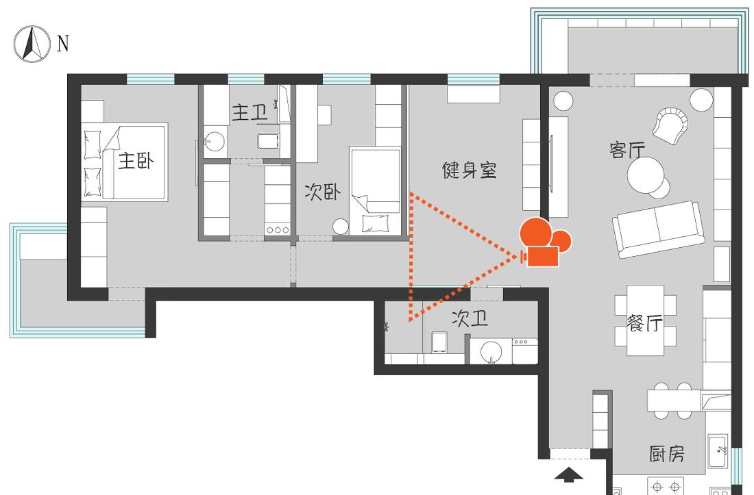 极简黑白灰,打造开阔健身房与儿童绘画天地-64