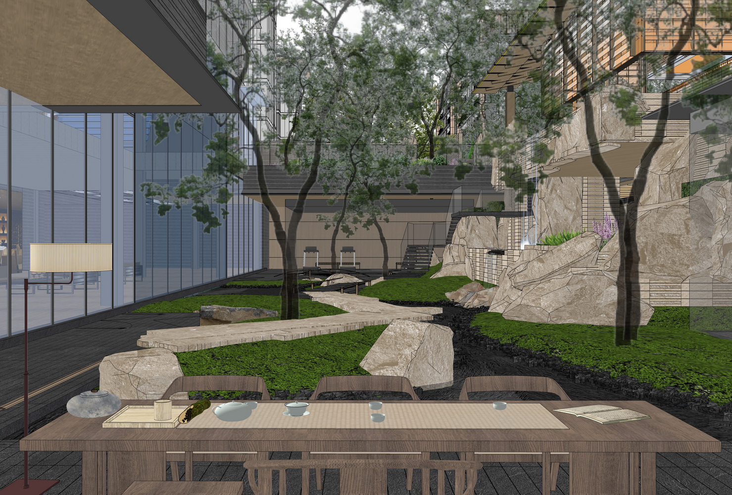 东昌壹号院璞樾大区景观SU模型-5