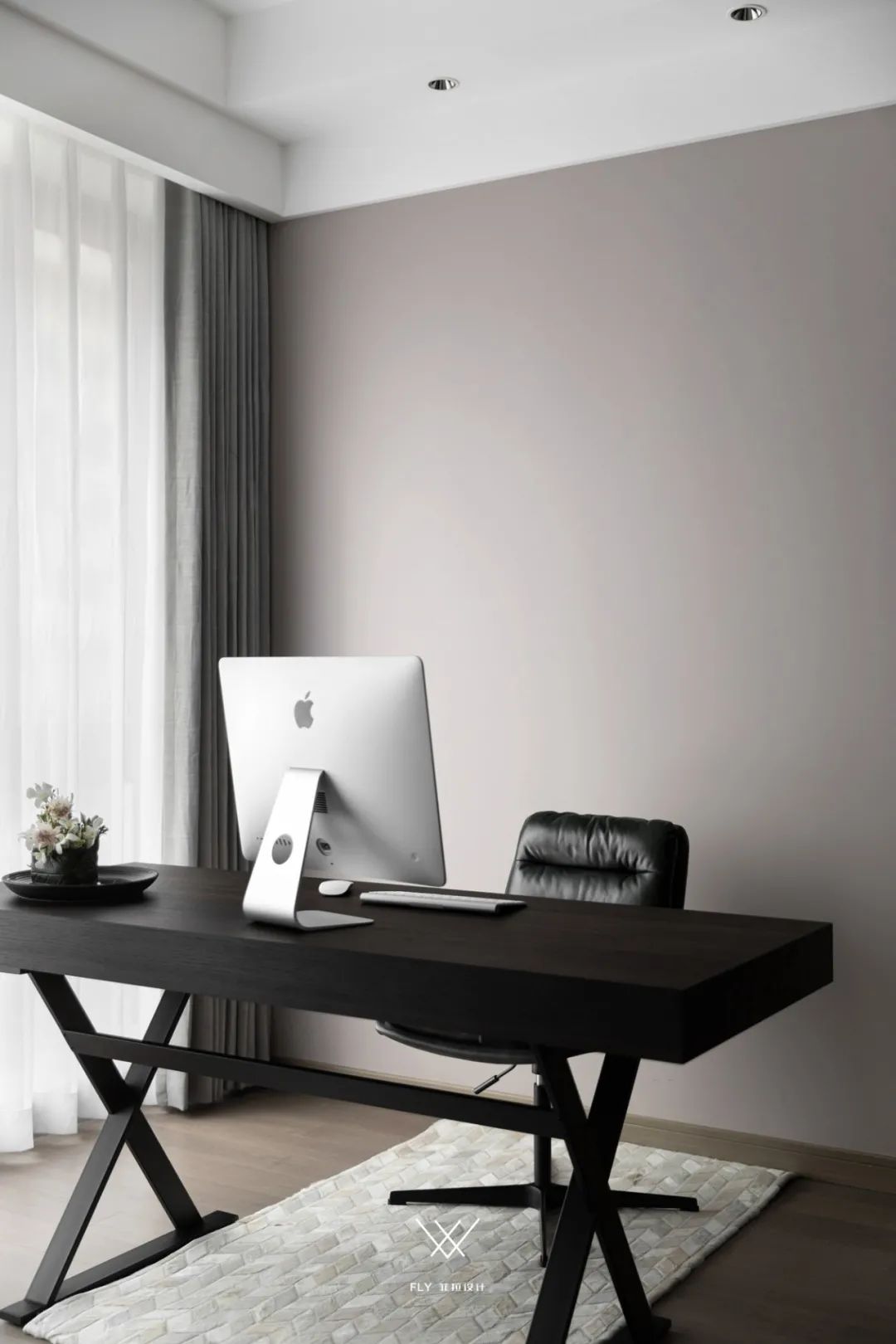 汇港城 120㎡精装房暗色调改造，咖色、蓝色、暖灰色展现沉稳旋律-65