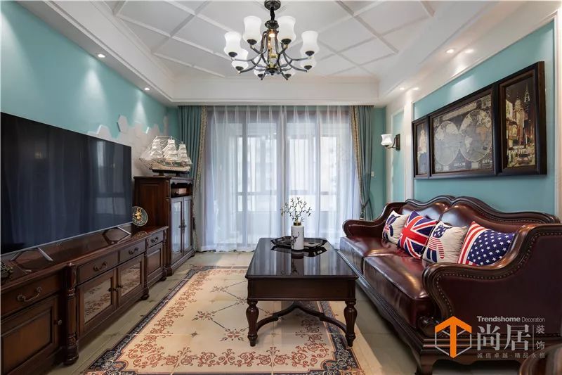 104㎡美式田园风,蒂芙尼蓝带来清新浪漫-12