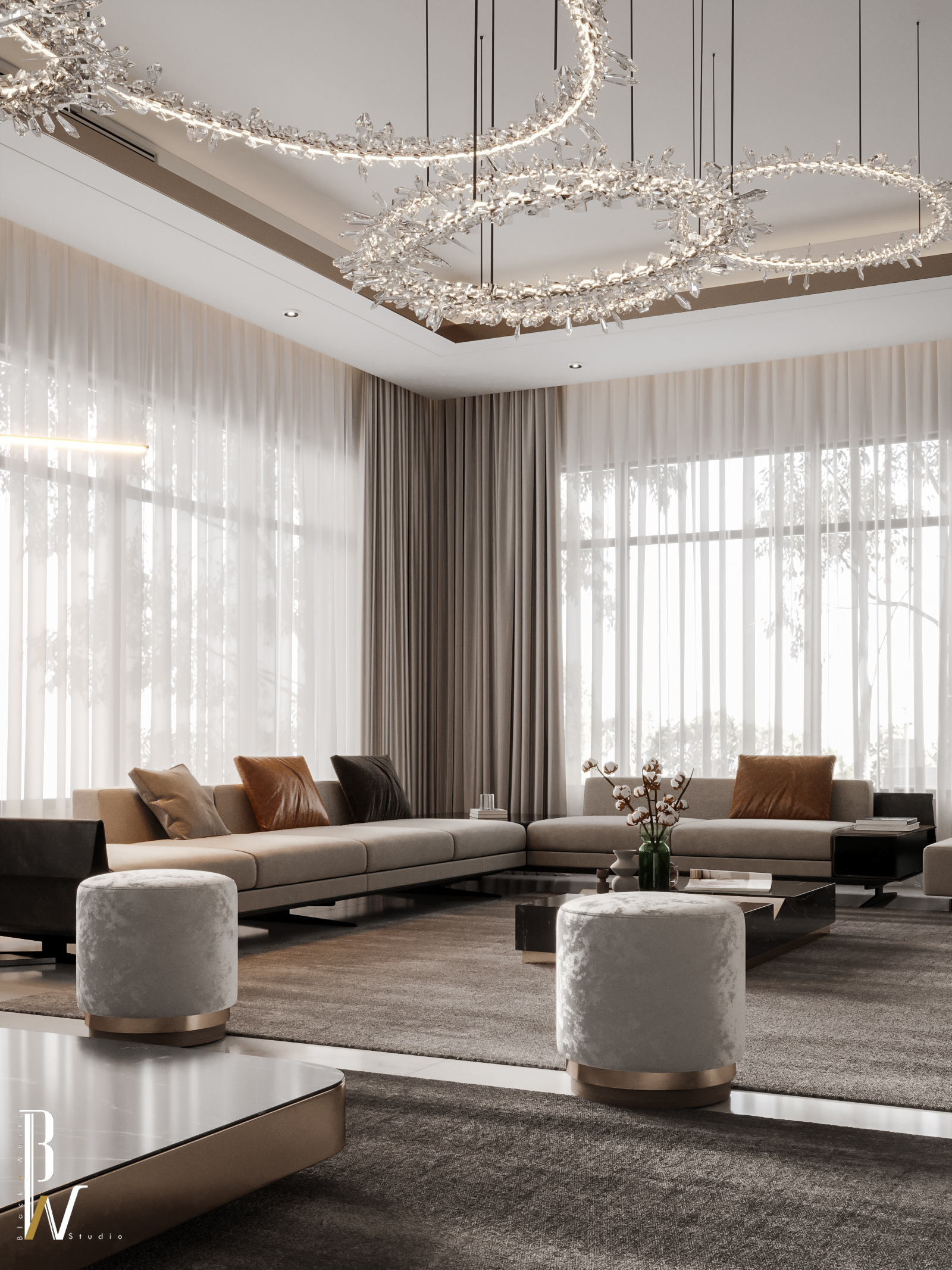 现代豪华大厅丨阿联酋丨Black N White-23