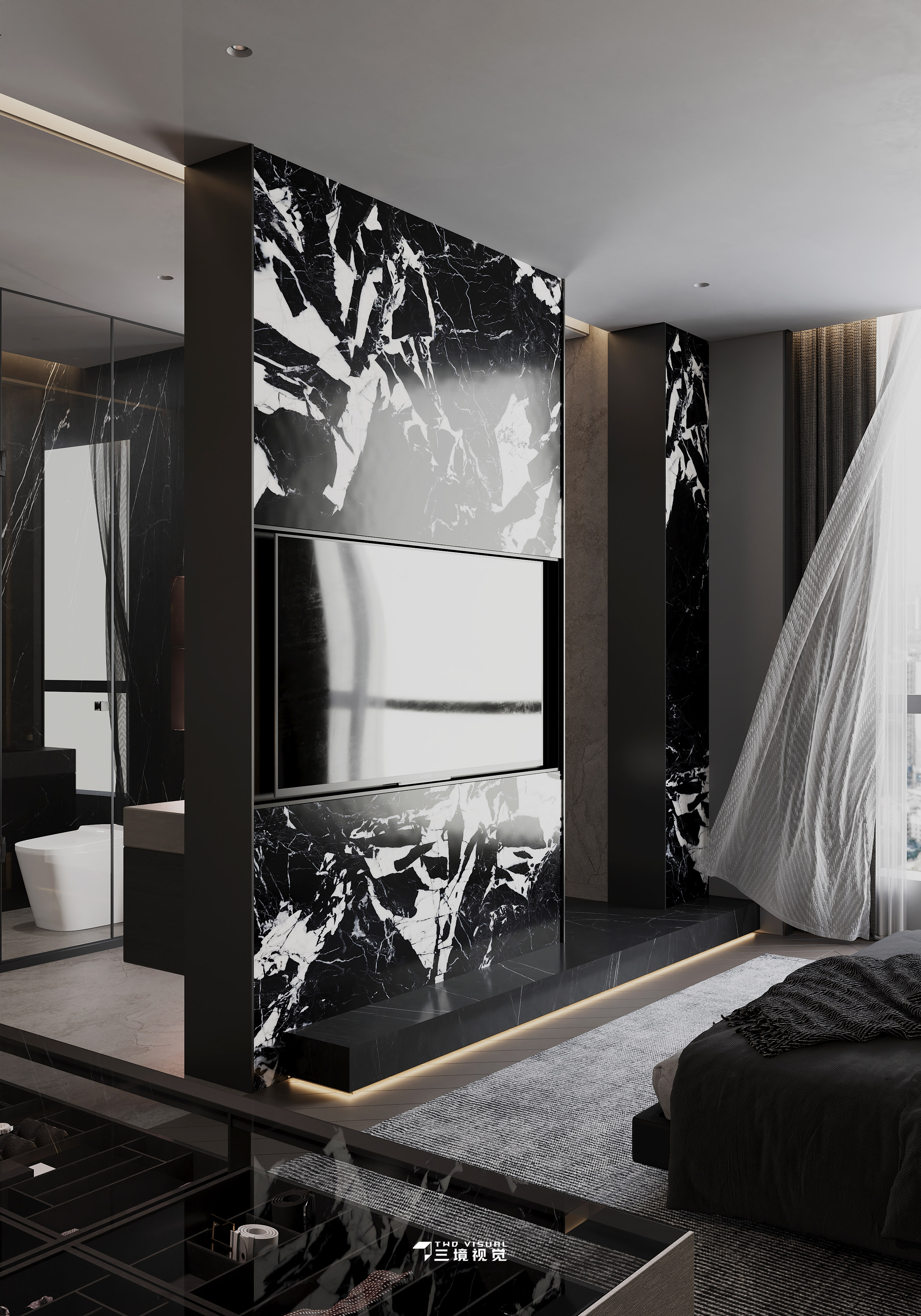 住宅-180平暗黑现代风设计-12