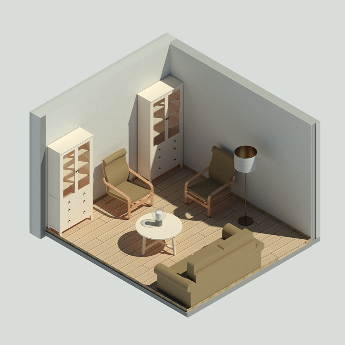 Модель двухэтажного дома + семейства Revit 3D-16