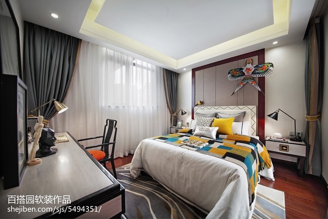 武汉恒大龙城111万元222平米样板间装修案例丨中国武汉丨百搭园软装-20