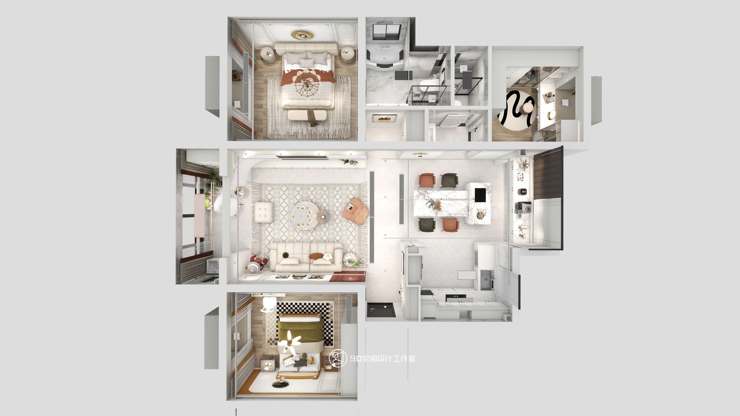 125㎡法式风,寻找家中氛围感丨90空间设计-48