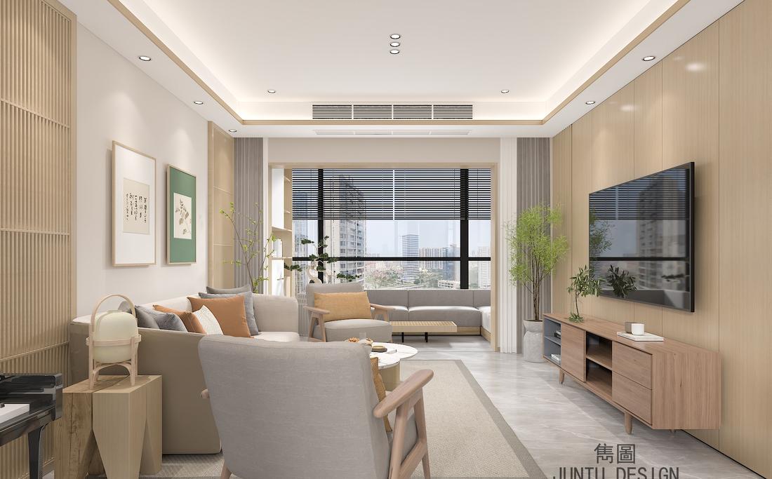 广州南沙碧珑湾 115m²日式原木风家居设计丨中国广州-7