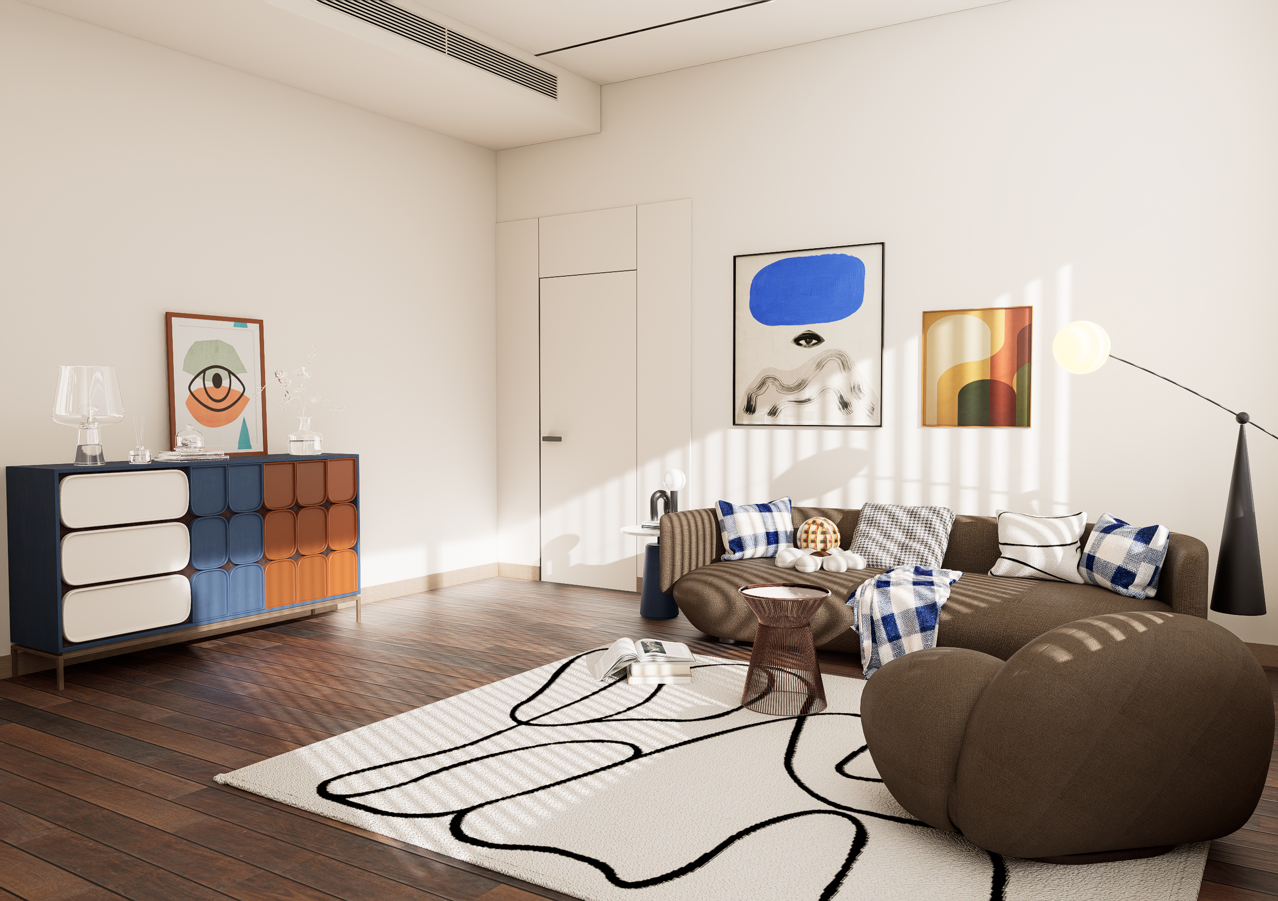Modern living room design created using D5 Render.-1