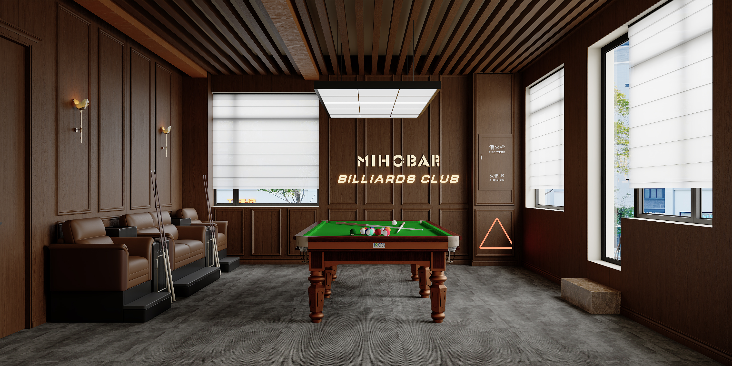 美式暗调台球厅-16