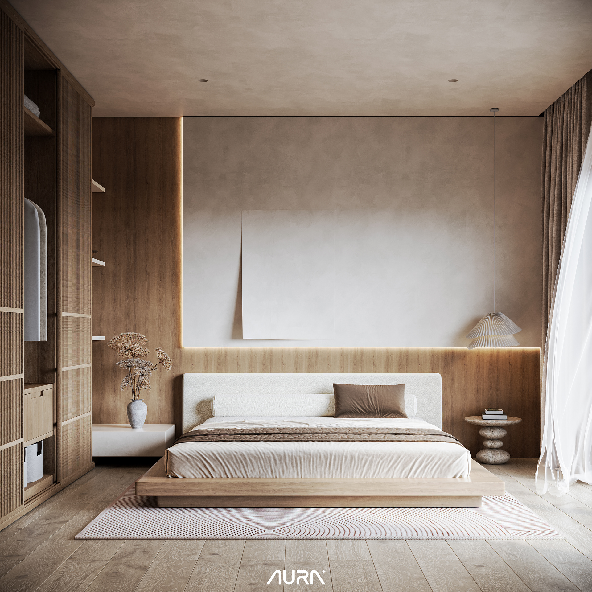 日式斯堪的纳维亚风格主卧丨AURA+ Studio-5
