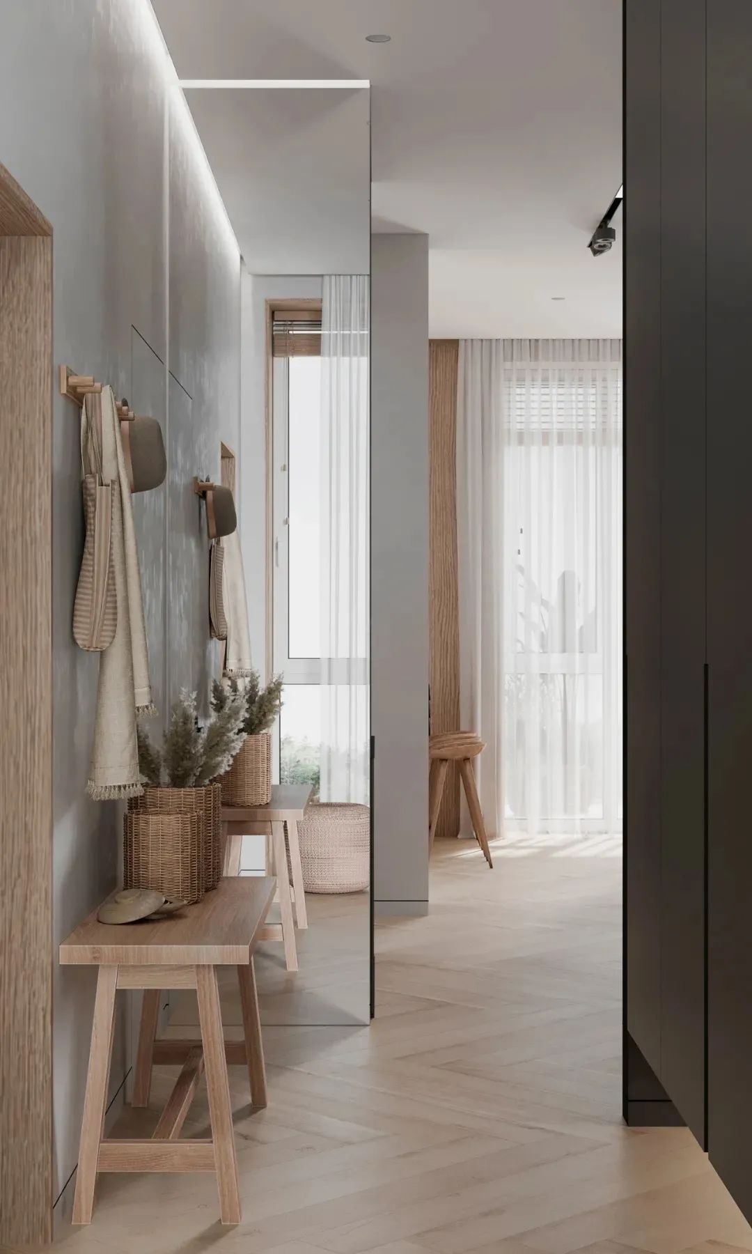 75㎡简约原木高级黑,年轻夫妇的完美之家丨Tomkin Design-9