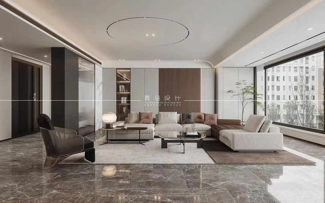 龙湖景粼天序现代简约大平层设计丨青马别墅设计-18