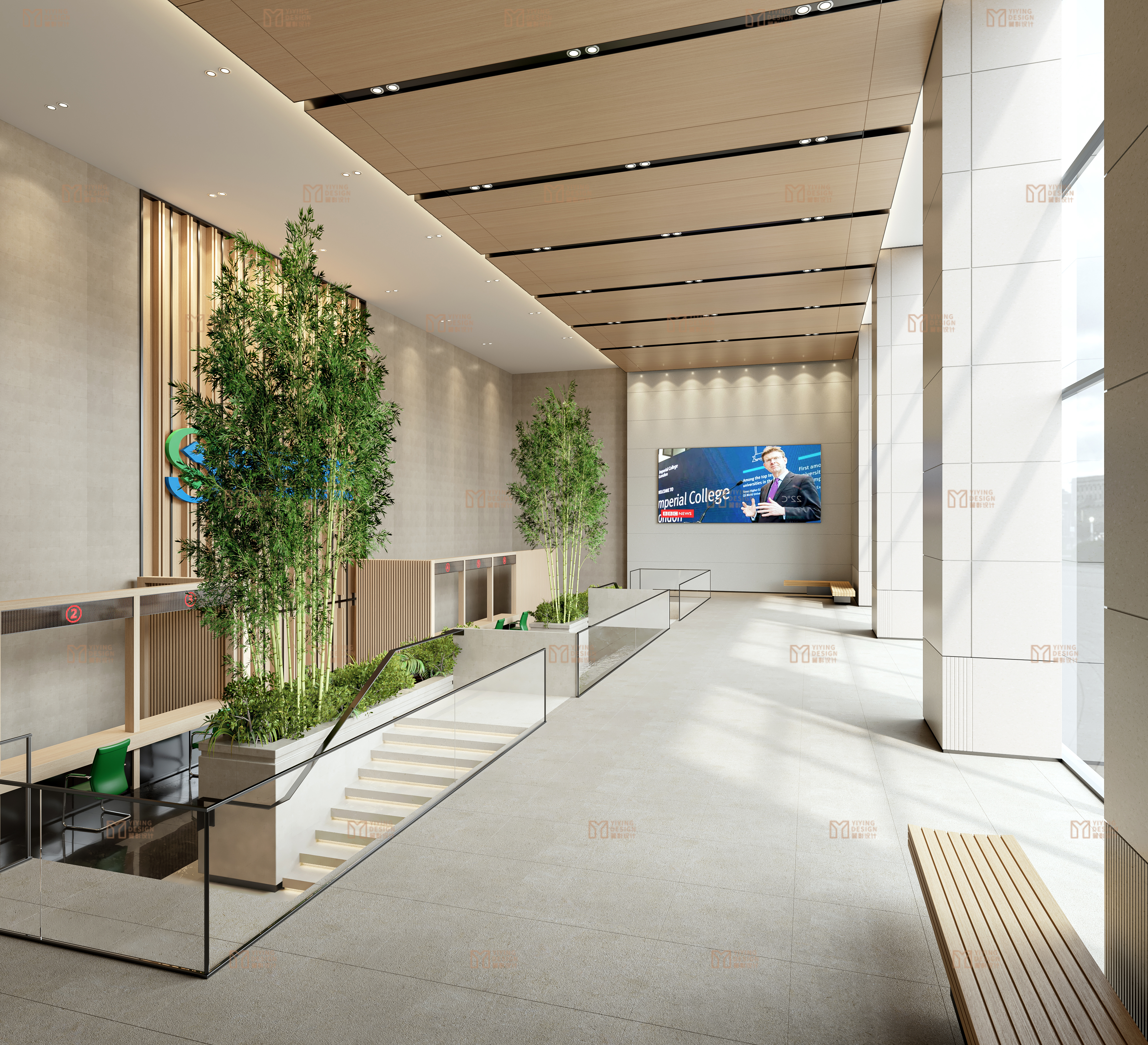 民生银行办公大楼┃办公室┃效果图-0